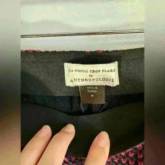 NWT Anthropologie Essential Crop Flare Pants In Maroon Navy Check Size Medium - Picture 6 of 14